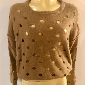 Distressed camel sweater